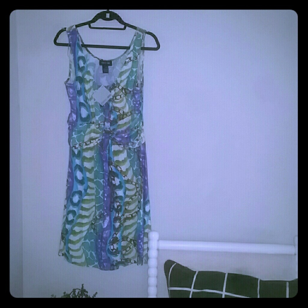 FOCUS 2000 Purple Multi Sleeveless Dress sz. Large